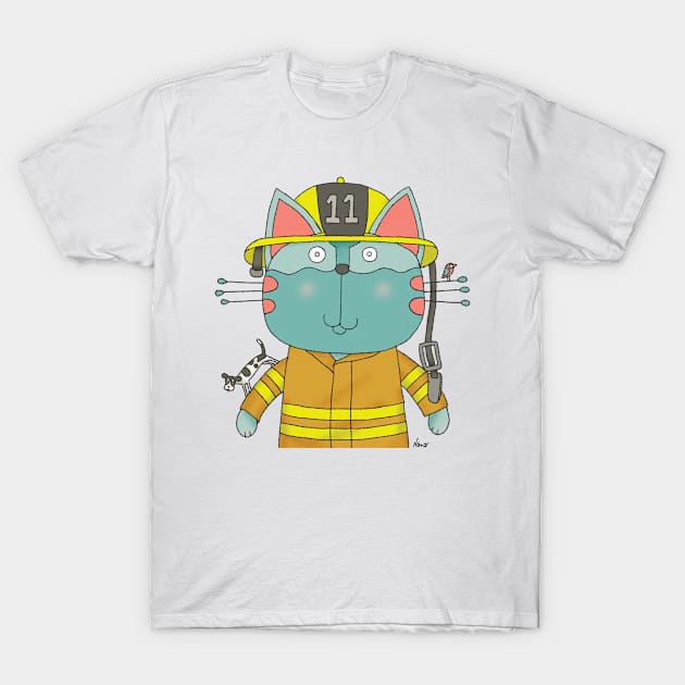 Cat Goof Firefighter number 11 T-Shirt by Ananamorph Art @PeculiarPeaks Nana Totem Wolfe